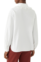 Ruffle Collar Front-Pleated Blouse